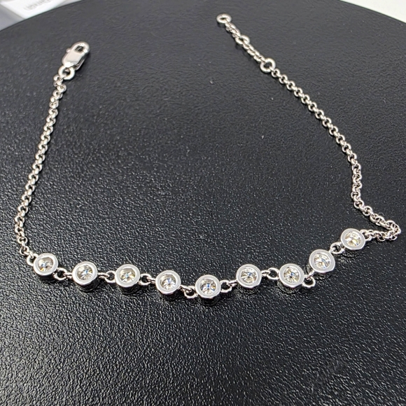 Moissanite Bezel Silver Bracelet